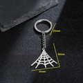 Minimalist silver stainless steel spider web keychain with clear size dimensions - Spider Web Style (056)