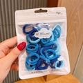 Elastic children's hair ties in assorted blue shades inside a hanging zipper pouch - 6#Blue (50Pcs)