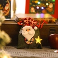 Grüner Weihnachtsbeutel aus Jute mit 3D-Weihnachtsmann und goldenen Sternen - Weihnachtsmann Grüne Kordelzugtasche
