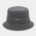 Sombrero de pescador de algodón lavado gris oscuro con bordado de tiburón vintage y ojetes - Talla única / Gris