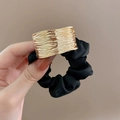Gold Metal Buckle Black Satin / Black