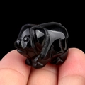 Miniature hand-carved black obsidian pig figurine with high polish and smooth finish - Obsidian