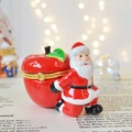 Portagioie di Babbo Natale in ceramica con finiture dorate e sacco di mele rosse - Babbo Natale Mela 5*7cm