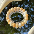 Exquisite orange and white natural stone beaded bracelet on a crystal mirror stand - S045-egg Yolk-jade Fragment Imitation Ceramic Bracelet #sz329