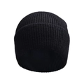 Classic black ribbed knit beanie with fold-over cuff for winter warmth and outdoor sports - Black