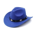 Classic royal blue western cowboy hat with leather band and silver floral metal studs - M(56-58cm) / Sapphire Blue