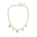 Gold stainless steel ocean charm necklace with starfish shell and dolphin pendants - Dolphin Starfish & Shell Style (1#)
