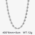 Silberfarbene Halskette aus Edelstahl mit Kaffeebohnen-Gliedern, 400 mm lang und 6 mm breit - Stahlfarbene Halskette (KN293156-YWYM)