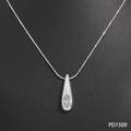 Halskette aus 316L Edelstahl mit Tropfenanhänger und Zirkonia an Schlangenkette - Wassertropfen Halskette (PD1509) / Silber