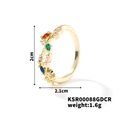 Golden leaf ring featuring five colorful marquise gems with product dimension labels - Gold Tone With Colorful Zirconia
