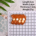 Miniature resin brown egg carton with six small eggs for dollhouse or DIY decor - Style H