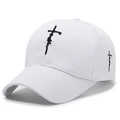 Curved Faith / White With Black Curved Cross Faith Embroidery