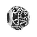 Silver hollow heart charm bead with vintage texture for DIY jewelry bracelets - Hollow Hearts and Bead Texture (L0121039-6)