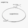 Minimalistische silberne Schlangenkette aus Edelstahl mit 38,5cm Länge und verstellbarem Verschluss - Silberne Flache Schlangenkette Halskette (NK-209)