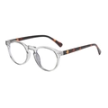 Retro round sunglasses with transparent frames and tortoiseshell patterned temples - Clear White Frame Tea Tortoise Anti-Blue Light