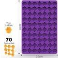 Purple silicone mold for 70 ghost-shaped chocolates and candies with detailed dimensions - Purple Ghost