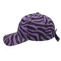 Purple and black zebra print baseball cap featuring a decorative ribbon bow on the back - Purple Zebra Pattern with Bowknot Style / Purple
