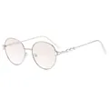 Fashionable round gold metal frame sunglasses with diamond-studded temples for women - Silver Frame Gradient Silver Lens