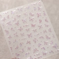 Pegatinas 3D holográficas de mariposas y estrellas para uñas, modelo M-429 con relieve - Estilo de Mariposa Blanco Rosa Láser (M-429)