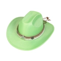Chapeau de cowboy vert néon avec boucle étoile ethnique et cordon en perles de bois - M (56-58cm) / 132-Vert Fruit