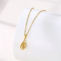 Detailansicht der 18k Gold Wassertropfen-Halskette mit Anhänger und weißem Zirkonia - Gold