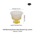 Elegant 240ml glass dessert cup in yellow petal shape for juice and milk - Lemon