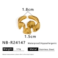 Technical drawing of a 18K gold-plated wavy ring showing internal diameter and dimensions - Wavy Lava Shape (NB-R24147)