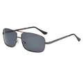 Gafas de sol polarizadas cuadradas para hombre con montura metálica en gris - Doble Puente Lente Gris