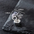 Retro-Ohrstecker aus Edelstahl in Altsilber mit Bestien-Motiv und Größenangaben - Bestienkopf-Totem-Stil (S428)