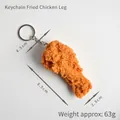 Portachiavi a coscia di pollo fritto realistico con finitura dorata e anello in metallo - Coscia di Pollo Portachiavi