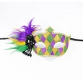 Maschera per carnevale con glitter viola oro verde e piume decorative staccabili - Stile 4