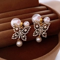Elegant gold butterfly earrings with crystals and pearls in a velvet jewelry box - Butterfly Pearl (180#)