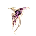 Elegant gold phoenix brooch with purple enamel and sparkling crystal rhinestones - Purple Phoenix (YNCP8402 Purple)