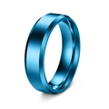Minimalistische 6mm blauwe geborstelde roestvrijstalen ring met gepolijste binnenkant - US 6 / 6mm / Blauw