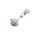 Titanium steel star and shell navel piercing with blue bead and clear gemstone inlay - Light Blue Shell + Star (A483-5#)