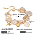 Bracciale oceano in acciaio inossidabile dorato con ciondoli a stella marina e madreperla - Bracciale con Stella Marina e Conchiglia (16+5cm) / Oro/Bianco Perla