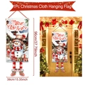Christmas Snowman hanging door flag banner in red and white colors for outdoor decor - Snowman / 96cmx39cm