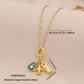Gouden reisketting met hangers in de vorm van paspoort, vliegtuig en vuurtoren van staal - Paspoort Vliegtuig Vuurtoren Stijl (1#)