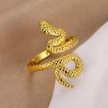Detailed view of golden snake ring with textured scales on soft beige fabric - Style 9-Scales Wrap