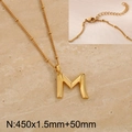 Golden titanium steel necklace with letter M pendant and beaded chain 450mm - Gold Letter M (KN287034-Z)