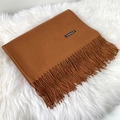 Classic double-sided cashmere-feel scarf in caramel brown with fringe tassels - Caramel color