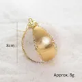 White 8cm Christmas ball with gold glitter stripes and hanging string, lightweight 8g ornament - Golden Watermelon Hemisphere