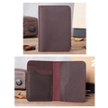 Slim bi-fold crazy horse leather card holder in dark red with multiple card slots - Wine Red (No Logo)