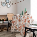 Velvet Christmas tablecloth with poinsettia and gift box prints for festive dining decor - 100*140cm / Christmas Poinsettia Velvet