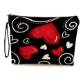 Borsa cosmetica in tela nera con motivo a cuore rosso e cinturino da polso - Stile Cuore a Spirale Nero (款式3)