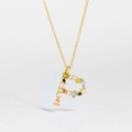 Golden S925 silver necklace featuring a letter P pendant with colorful gemstones - Gold Letter P