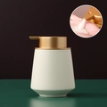 Nordic ceramic soap dispenser in cream with black speckles and a luxury gold pump - Straight / Off-white with Gold Pump