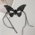 Elegante maschera in pizzo nero a farfalla con ricamo traforato per feste in maschera - Maschera in Pizzo Nero D (Stile Farfalla)