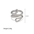 Minimalist silver snake-shaped stainless steel wrap ring with detailed scale engraving - Wrapped Snake Style (XKR0185) / Steel