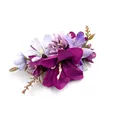 Bohemian purple artificial floral hair comb with silk petals and metallic silver teeth - FS44-1 Purple